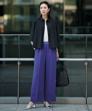 ICB 【CLASSY.掲載・WEB限定カラーあり】FluidBackSatin ワイドパンツ ロイヤルブルー