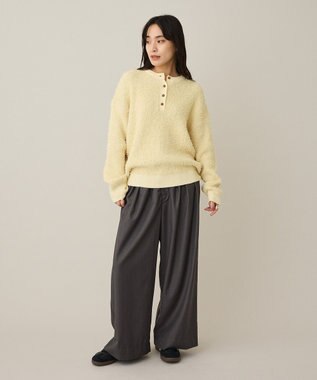 CRAFT STANDARD BOUTIQUE ネップヘンリーネックニットプルオーバー Light Yellow