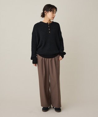 CRAFT STANDARD BOUTIQUE ネップヘンリーネックニットプルオーバー Black