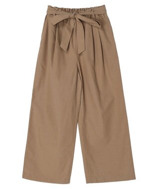 Green Parks 綿麻混リボン付ワイドパンツ Dark Beige