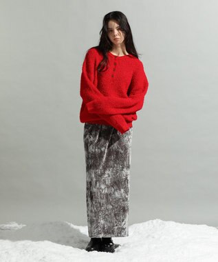 CRAFT STANDARD BOUTIQUE ネップヘンリーネックニットプルオーバー Red