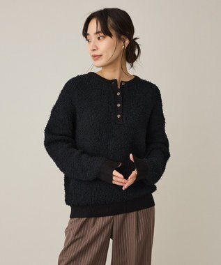 CRAFT STANDARD BOUTIQUE ネップヘンリーネックニットプルオーバー Black