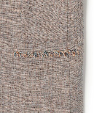 23区 【先行予約】リネンライクブッチャー フリンジノーカラージャケット ダークブラウン系