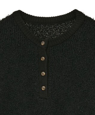CRAFT STANDARD BOUTIQUE ネップヘンリーネックニットプルオーバー Black