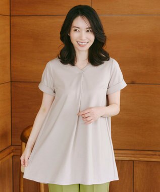 Tiaclasse 【UVカット・吸水速乾】 “きれい見え” バックフレアチュニック グレージュ
