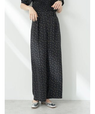 earth music&ecology 花柄ワイドパンツ Black