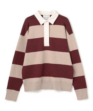 BEIGE， 【洗える】TAFT / コットンカシミヤラガーニット Taupe × Bordeaux