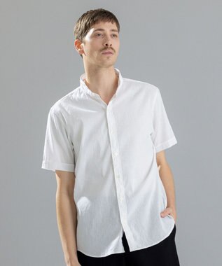 JOSEPH HOMME リネンストレッチブロード 　ウィングカラー半袖シャツ ホワイト系