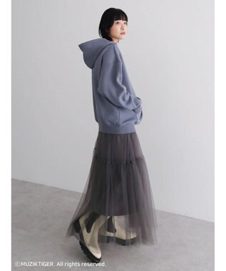 Green Parks ムジークタイガー／裏起毛刺しゅうフーディー Blue Gray