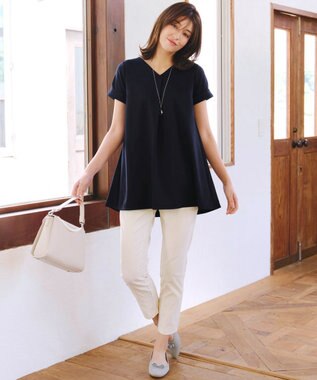 Tiaclasse 【UVカット・吸水速乾】 “きれい見え” バックフレアチュニック ネイビー