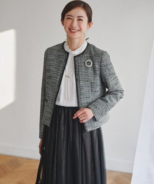 23区 L 【洗える】バックサテンアムンゼン フリルデザインシャツ ホワイト系