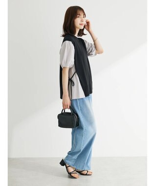 Green Parks 布帛ドッキング脇リボンプルオーバー Gray