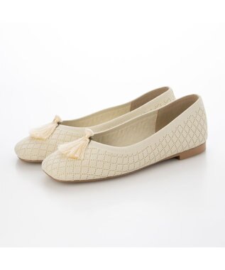 ing <ing>【サステナブル】２WAYスクエアトゥニットパンプス ホワイト