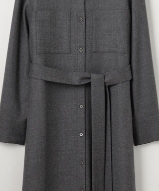 自由区 ウールジョーゼットシャツ ワンピース TOPグレー