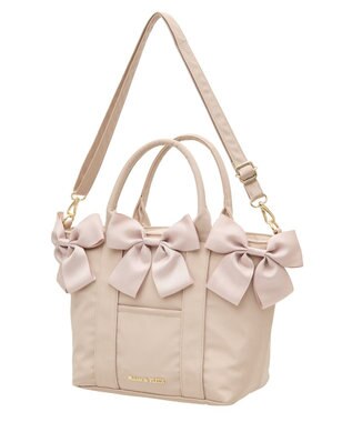 Maison de FLEUR EC限定ボリュームリボン2Wayトートバッグ Beige