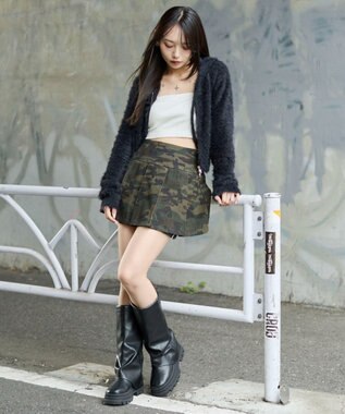 WEGO 【25秋冬新作】シャギーニットジップパーカー ブラック