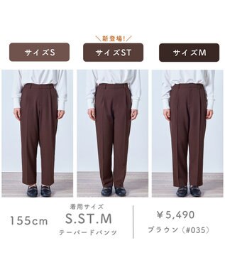 ANY L 【裏起毛/ウエストゴム】ウォームテーパードパンツ ブラウン