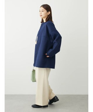 Green Parks 洗えるノーカラーショートコート Dark Navy