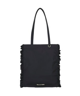 Maison de FLEUR 撥水加工フリルスクエアトートバッグ Black