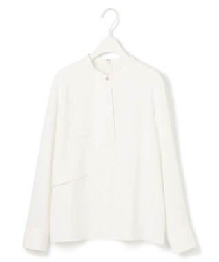 ICB L 【洗える】ストレッチジョーゼット ラッフルデザインブラウス オフホワイト系