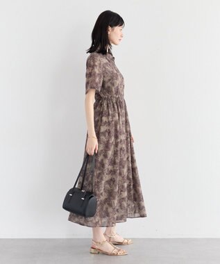 YECCA VECCA サファリ柄フレアシャツワンピース Beige