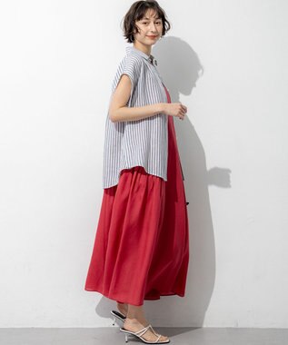 23区 S 【先行予約】LIBECOリネン ストライプ シャツ ダルブルー系