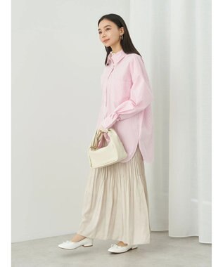 earth music&ecology ボーイズライクシャツ Stripe Pink