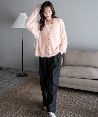 WEGO 【25年秋冬新作/WEB限定】別注USPOLOシャギーニットカーデ ライトピンク