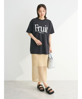 Green Parks ２ｗａｙ　メッシュ編みニットＩラインスカート（ペチ付き） Gold