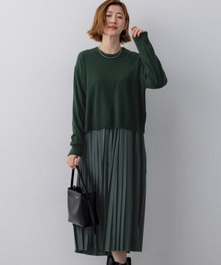 23区 ニットセットアップ プリーツコンビ ワンピース