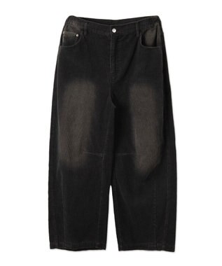 WEGO イージーバレルレッグコーデュロイパンツ ブラック中濃色