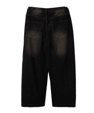 WEGO イージーバレルレッグコーデュロイパンツ ブラック中濃色