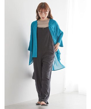 AMERICAN HOLIC バックギャザーＶネックシアーシャツ Blue Green