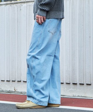 WEGO イージーバレルレッグデニムパンツ デニム淡色