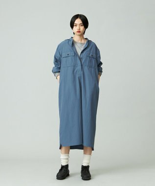 J.PRESS YORK STREET 【WOMEN】ミリタリーシャツワンピース ダルブルー系