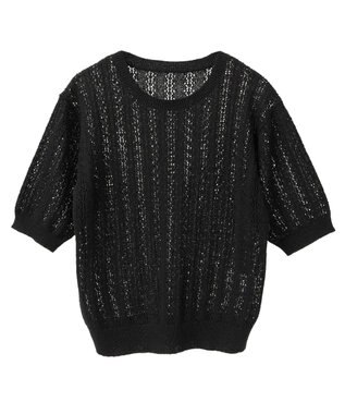 earth music&ecology 透かしニットプルオーバー Black