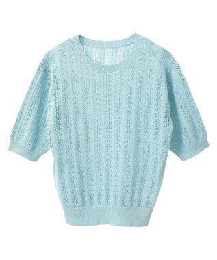 earth music&ecology 透かしニットプルオーバー Light Blue