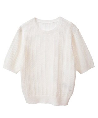 earth music&ecology 透かしニットプルオーバー Ivory