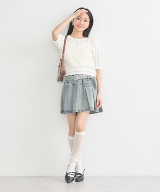 earth music&ecology 透かしニットプルオーバー Ivory