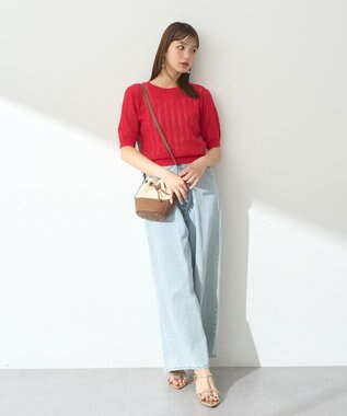 earth music&ecology 透かしニットプルオーバー Red