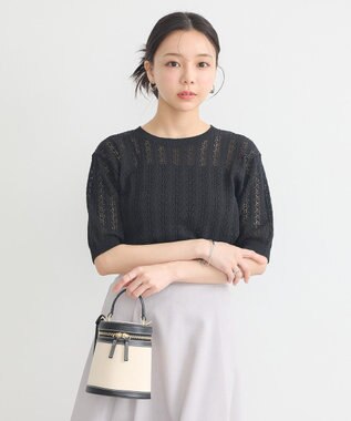 earth music&ecology 透かしニットプルオーバー Black