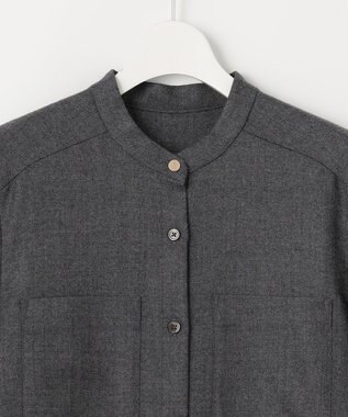 自由区 ウールジョーゼットシャツ ワンピース TOPグレー