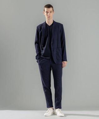 JOSEPH HOMME 【洗える/ストレッチ】ソフトプリーツストレッチ ドロスト付テーパードパンツ / PEGG CONVERTIBLE ネイビー系