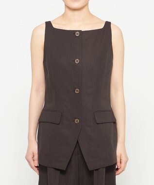 uncrave テンセルライトリネン ジレブラウス ブラウングレー