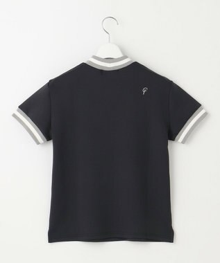 23区GOLF 【23Fondation/WOMEN】【吸水速乾/UVケア】ラインモックシャツ ブラック系