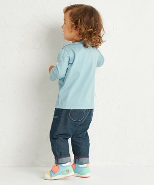 MIKI HOUSE HOT BISCUITS 【70-120cm】【Everyday Series】ワンポイント 長袖Tシャツ ストームブルー