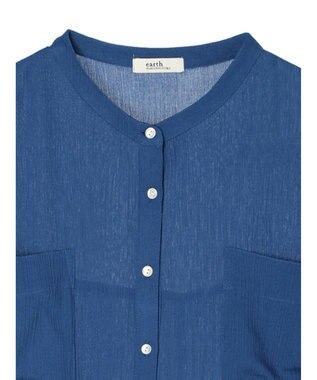 earth music&ecology レーヨンポケットシャツチュニック Blue