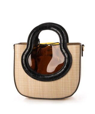 UNBILLION cachecache ポリプロピレンヒート×ビニール丸型2wayトートバッグ ブラック