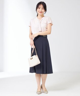 ANY SIS 【洗える】ポリベアボウタイ ブラウス ペールピンク