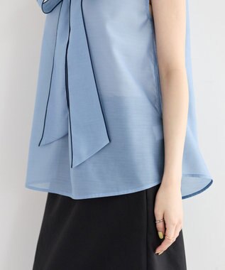 YECCA VECCA シアーボウタイブラウス Light Blue
